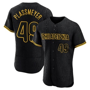 Men's Philadelphia Phillies Michael Plassmeyer Black Snake Skin City Jersey - Authentic